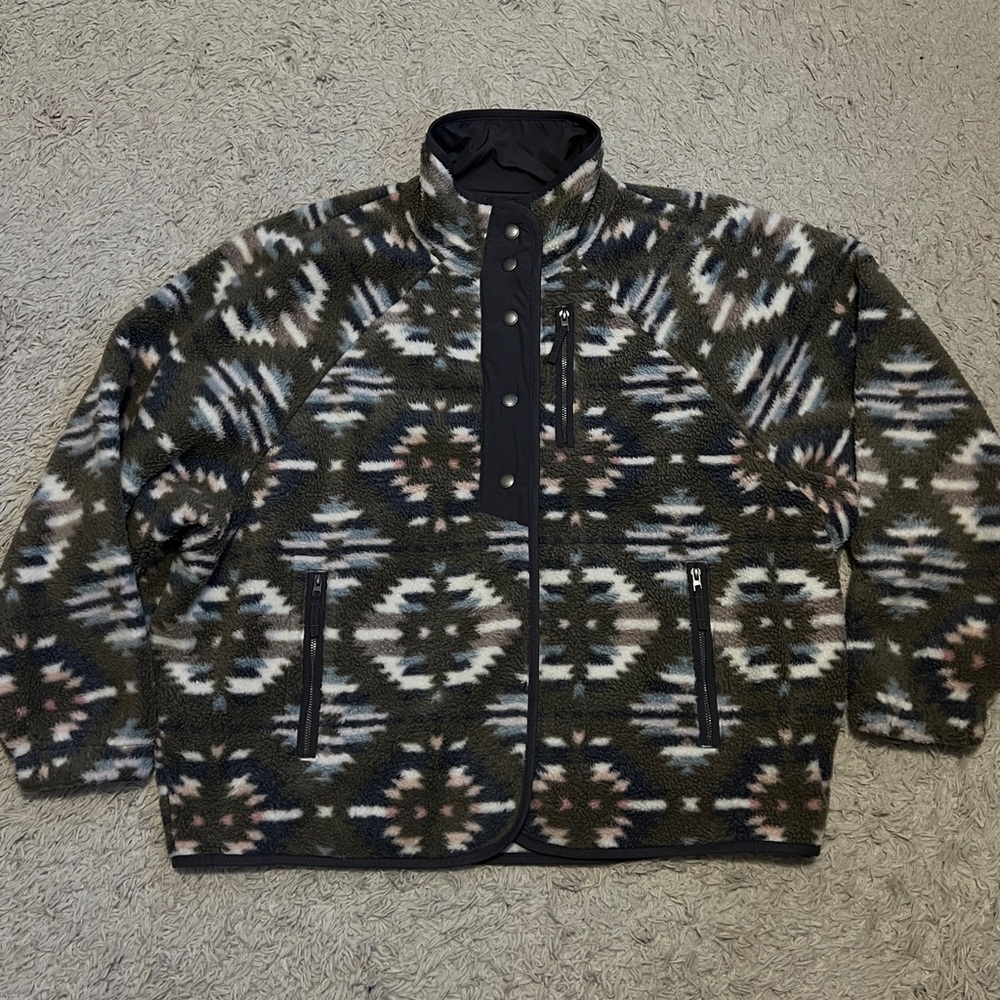 American Eagle Patterned Fleece Jacket With Butto… - image 1